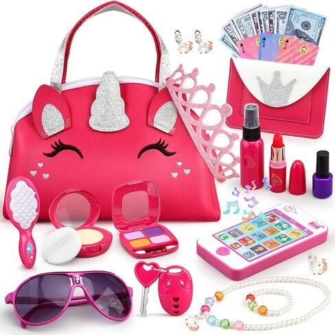 Girl Gifts Basic Pretend Makeup for Little Girls, Play Makeup for Kids 3-5, Fake Makeup Set Toys for 3 4 5 6 7 Year Old Girls, Toddler Makeup Kit with Fake Make up Toys Birthday Gifts in Saudi Arabia
