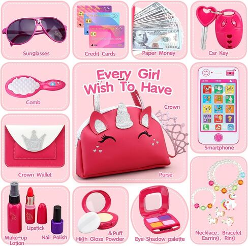 Girl Gifts Basic Pretend Makeup for Little Girls, Play Makeup for Kids 3-5, Fake Makeup Set Toys for 3 4 5 6 7 Year Old Girls, Toddler Makeup Kit with Fake Make up Toys Birthday Gifts in Saudi Arabia
