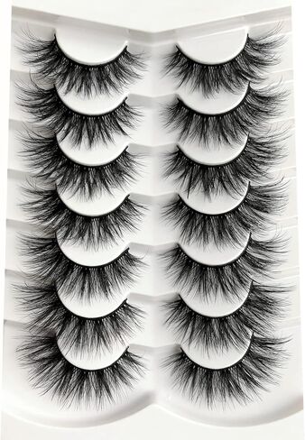Pooplunch False Eyelashes Wispy Cat Eye Faux Mink Lashes 7 Pairs Natural 8D Fluffy Volume Fake Mink Eyelash Multipack in Saudi Arabia