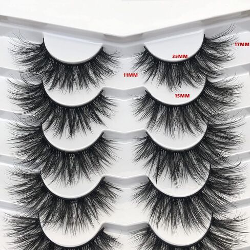 Pooplunch False Eyelashes Wispy Cat Eye Faux Mink Lashes 7 Pairs Natural 8D Fluffy Volume Fake Mink Eyelash Multipack in Saudi Arabia