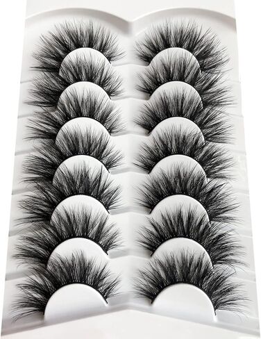 Pooplunch False Eyelashes Wispy Cat Eye Faux Mink Lashes 7 Pairs Natural 8D Fluffy Volume Fake Mink Eyelash Multipack in Saudi Arabia