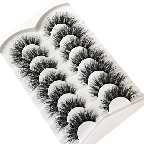 Pooplunch False Eyelashes Wispy Cat Eye Faux Mink Lashes 7 Pairs Natural 8D Fluffy Volume Fake Mink Eyelash Multipack in Saudi Arabia