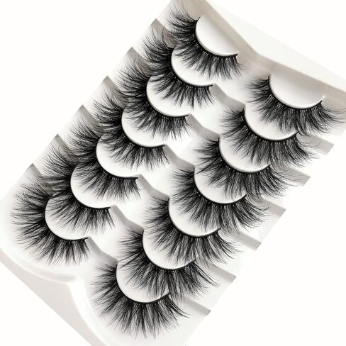 Pooplunch False Eyelashes Wispy Cat Eye Faux Mink Lashes 7 Pairs Natural 8D Fluffy Volume Fake Mink Eyelash Multipack in Saudi Arabia