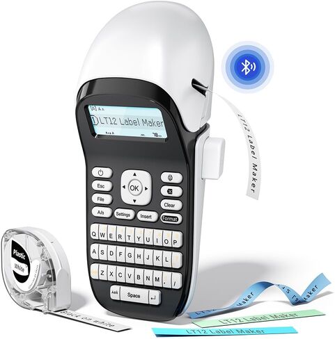 Phomemo LT12 Label Maker, Label Maker Machine with Tape, Portable Bluetooth Label Maker Handheld Labeler with QWERTY Keyboard, Large Display and Built-in Memory for Home Office Organization in Kuwait
