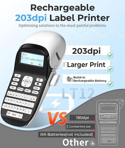 Phomemo LT12 Label Maker, Label Maker Machine with Tape, Portable Bluetooth Label Maker Handheld Labeler with QWERTY Keyboard, Large Display and Built-in Memory for Home Office Organization in Kuwait
