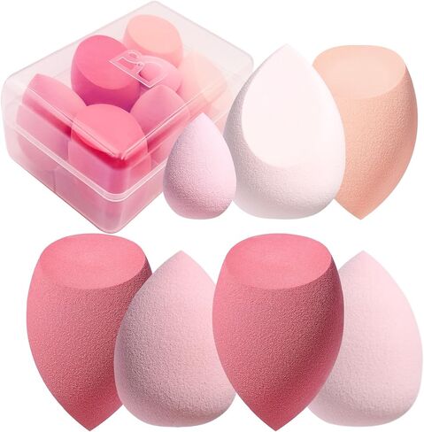 Makeup Sponge Set BS-MALL Blender Sponges 7 Pcs for Liquid, Cream, and Powder, Multi-colored with 1 Mini Makeup Sponge Pink (A-HotPink) in Kuwait