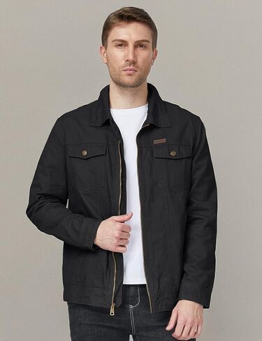 WenVen Men's Casual Canvas Cotton Jacket Lightweight Military Utility Jacket in Kuwait