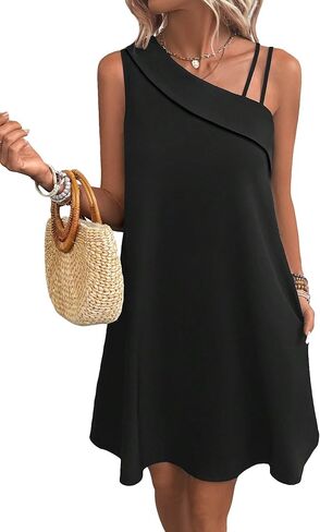 COZYEASE Women's Summer Dress Sleeveless Asymmetrical Short Tunic Dress Loose Sundress Casual Dress for Women in Saudi Arabia