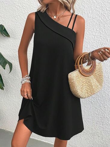 COZYEASE Women's Summer Dress Sleeveless Asymmetrical Short Tunic Dress Loose Sundress Casual Dress for Women in Saudi Arabia