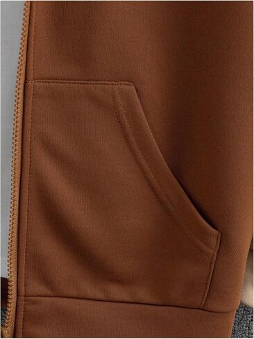 Boy's Color Block Full Zip Up Hoodie Long Sleeve Drop Shoulder Pullover Sweatshirts Tops in Saudi Arabia