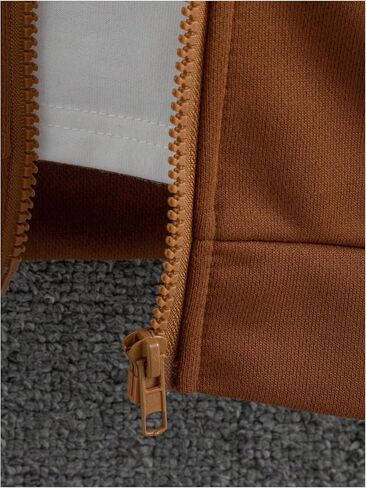 Boy's Color Block Full Zip Up Hoodie Long Sleeve Drop Shoulder Pullover Sweatshirts Tops in Saudi Arabia