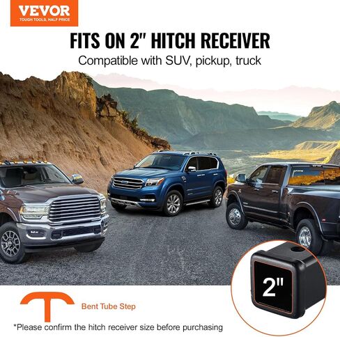 VEVOR Hitch Step لجهاز استقبال 2 بوصة، هيكل فولاذي قوي بسعة تحميل 350 رطل، واقي واقي من الصدمات الخلفي مع قفل دبوس، مناسب عالمي للشاحنة، سيارات الدفع الرباعي، البيك اب، المقطورة in Kuwait