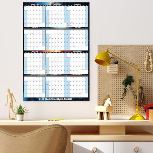 32" x 48" 2025 Wall Calendar Large Dry Erase Calendar for Wall Erasable Laminated 12 Month Wall Planner Yearly Annual Calendar Reversible Horizontal/Vertical Office Classroom Home Blue in Saudi Arabia