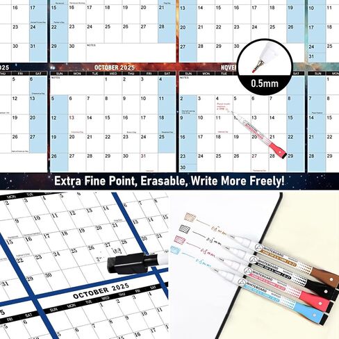 32" x 48" 2025 Wall Calendar Large Dry Erase Calendar for Wall Erasable Laminated 12 Month Wall Planner Yearly Annual Calendar Reversible Horizontal/Vertical Office Classroom Home Blue in Saudi Arabia