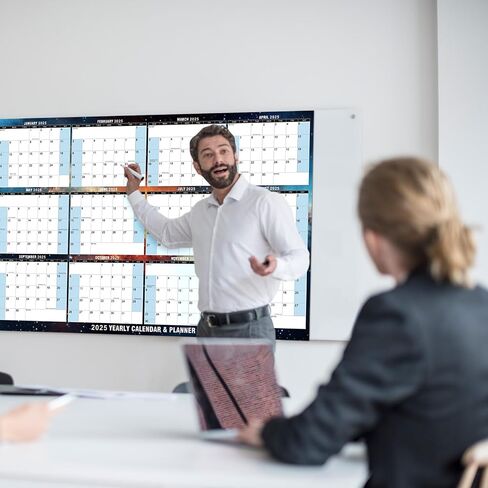 32" x 48" 2025 Wall Calendar Large Dry Erase Calendar for Wall Erasable Laminated 12 Month Wall Planner Yearly Annual Calendar Reversible Horizontal/Vertical Office Classroom Home Blue in Saudi Arabia