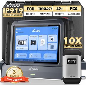 XTOOL IP919 Wireless Bidirectional Scan Tool, ECU Coding, 42+ Service, AutoAuth for FCA, Topology Map, V.A.G Guided Function, Full System OBD2 Scanner Diagnostic Tool with 3-Year Update