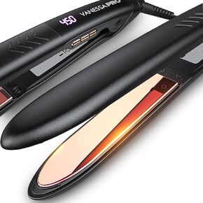 VANESSA PRO Flat Iron Hair Straightener, Professional Quality & Salon Approved, 100% Pure Titanium Flat Iron for One Pass to Achieve a Sleek Look, Flat Iron for Black Women Hair