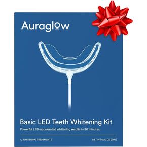 Auraglow Teeth Whitening Kit with LED Light, 35% Carbamide Peroxide Gel, 20+ Whitening Treatments, (2) 5mL Whitening Gel Syringes