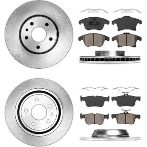 Callahan Brake Kit for 2013-2019 Ford Fusion, 2013-2016 Lincoln MKZ Drilled & Slotted Brake Rotors and Ceramic Brakes Pads Replacement: 11.81" inch Front and 11.89" inch Rear Rotor