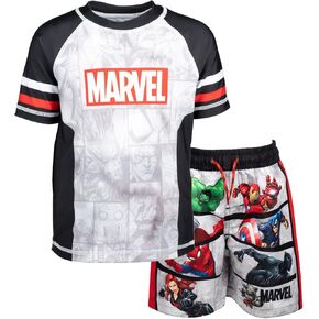 Marvel Spider-Man Pullover Rash Guard and Swim Trunks Toddler to Big Kid