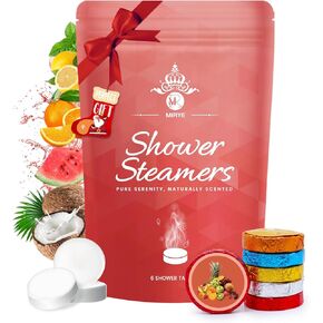 MR MIRYE Shower Steamers Aromatherapy for Women or Men, Organic with Chamomile Rose Lavender Mint Watermelon Eucalyptus Essential Oil, 18-Pack Shower Bombs Birthday Gift