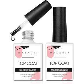 Makartt Glitter Top Coat Gel Nail Polish, No Wipe Nail Gel Top Coat Nail Polish, High Gloss Gel Coat for Acrylic Nails Soak Off Holographic Gel Top Shiny Finish Long Lasting for Nail Salon & Home DIY