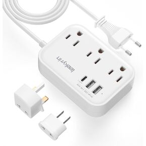 محول قابس السفر الأوروبي (13 أمبير)، محول التوصيل من الولايات المتحدة إلى أوروبا مع USB C (3.4 أمبير)، 3 منافذ تيار متردد، 3 منافذ USB سلك تمديد 5 أقدام، محول الطاقة الدولي من النوع E/F للولايات المتحدة الأمريكية إلى ألمانيا فرنسا أيسلندا إسبانيا in Kuwait