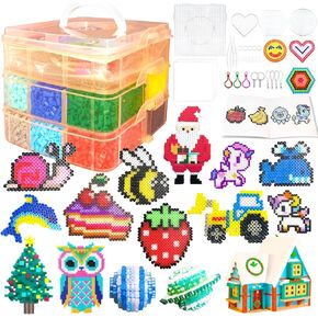 11000 Fuse Beads Kit - 20 Colors 5mm Bead Craft Set with Storage Box, Pegboard, Ironing Paper and Accessories, Arts and Crafts Kits for Kids Age 5+ Christmas Birthday DIY Craft Gift for Girls & Boys