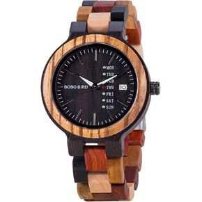 GUANKE Women Watches Wooden Colorful Bamboo Watches for Men Female with Week Date Display Handmade Natural Wood Casual Wirst Watches for Ladies Men Wrist Personalized Decor