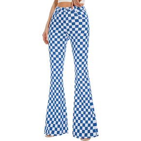 Bell Bottom Jeans for Women High Waisted Stretch Plaid Flare Jeans Denim Bootcut Pants
