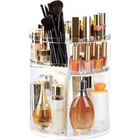 AMEITECH Makeup Organizer, 360 Degree Rotating Adjustable Cosmetic Storage Display Case with 8 Layers Large Capacity, Fits Jewelry, Makeup Brushes, Lipsticks and More, Clear Transparent
