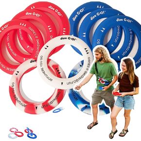 DiscGO! Game Pack - 9 Silicone Disc Portable Game to Play Anyone, Anywhere, Anytime for Community, Conversation and Competitive Fun (Yellow, White & Purple)
