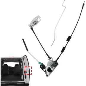 Side Door Latch Assembly with Cable & Rod, Right Passenger Side Hinged Lock for Ford 1992-2019 E150 E250 E350 Econoline Van, Door Connective Repair Lock Latch Replaces 8C2Z15264A00B