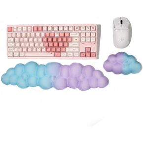 Cloud Wrist Rest for Keyboard and Mouse, 2 Pack Ergonomic Wrist Rest Soft and Breathable Memory Foam Cotton Cloud Palmrest for Computer, Laptop, Desk, Office, Gaming (Pink Gradient)