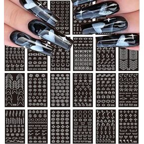 144Pcs Nail Vinyls Nail Art Stencil Sticker Set, 72 Designs of French Nail Airbrush Stencils, Acrylic Hollow Dual-use Nail Art Stickers DIY Manicure Decorative Supplies