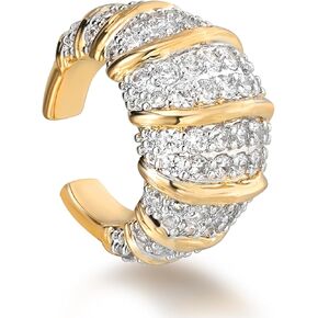 DREMMY STUDIOS Women Ear Cuff Non Piercing | 14K Gold Plated Cubic Zirconia Fake Earrings Wrap Clip on Cartilage Earring | Lightweight Hypoallergenic Jewelry SINGLE EAR CUFF