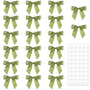 20pcs 3.5" Twist Tie Bow for Crafts, Mini Premade Gift Wrap Bows, Satin Ribbon Bowknot for Wrapping Wedding Party Halloween Christmas Wedding Gift Candy Card- Pink