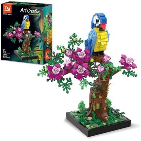TG BLOCKS Micro Brick Flower Parrot Toy Building Sets, Home Decor and Office Art Creative Gift, DIY Plant Model for Adults, for Teens Ages 8+ Kids