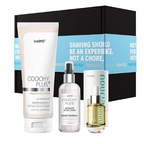 Coochy Plus HydroLock MOISTURIZING+ 3-Steps Kit Intimate Shave Gift Set: NOURIA Pre-Shave Elixir Oil + Coochy Plus Shave Cream Fragrance Free + NOURIA After Shave Protection Mist Fragrance Free