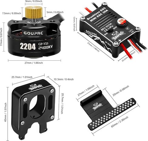 GOUPRC 2204 2400KV Brushless Outrunner Motor with Transmission & 30A Brushless Esc with Pedals for SCX24 RC Crawler Axial 1/24 RC Car Truck in Saudi Arabia