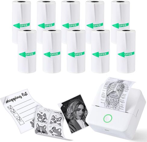 10 Rolls Mini Printer Paper, Thermal Pocket Printer Paper Rolls, 57 X 25mm Inkless Self-Adhesive Printable Sticker Compatible with Most Series Printers Portable Thermal Printers in Saudi Arabia