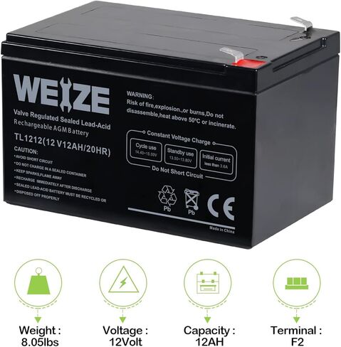WEIZE 12 فولت 18AH بطارية مختومة حمض الرصاص القابلة لإعادة الشحن SLA AGM بطاريات تحل محل UB12180 FM12180 6fm18، عالمية in Saudi Arabia
