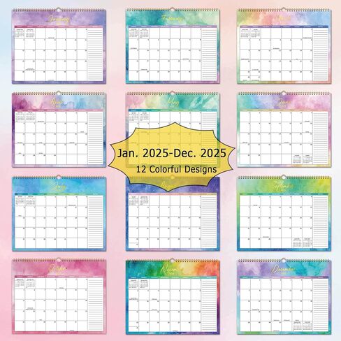 2025 Wall Calendar - Run from January 2025 to December 2025, Aesthetic Hanging Calendar with Thick Paper, Large Daily Blocks, Perfect for Home and Office Monthly Organizing & Planning, 14" x11" in Kuwait