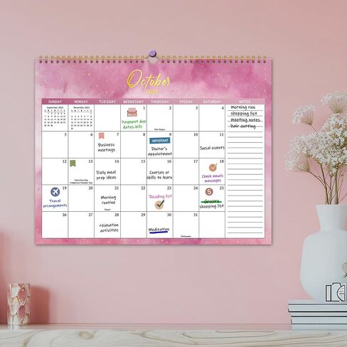 2025 Wall Calendar - Run from January 2025 to December 2025, Aesthetic Hanging Calendar with Thick Paper, Large Daily Blocks, Perfect for Home and Office Monthly Organizing & Planning, 14" x11" in Kuwait