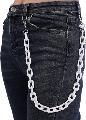 YERTTER Cute Color Chunky Acrylic Pants Chain Jeans Chain Pocket Chain Punk Link Chain Hiphop Grunge Pant Accessories for Women Men Egirls in Saudi Arabia