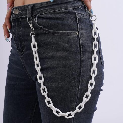YERTTER Cute Color Chunky Acrylic Pants Chain Jeans Chain Pocket Chain Punk Link Chain Hiphop Grunge Pant Accessories for Women Men Egirls in Saudi Arabia