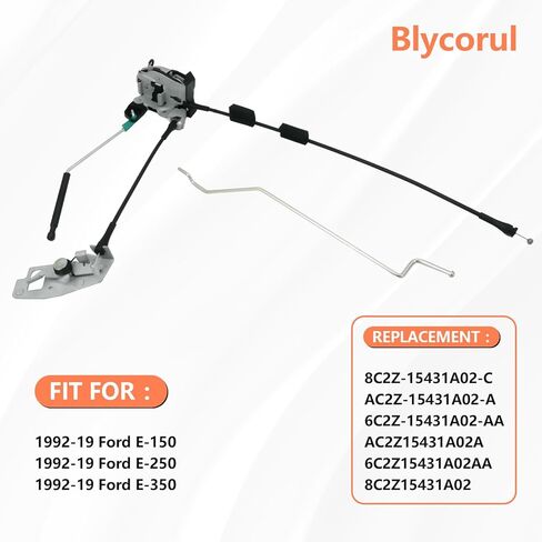 Side Door Latch Assembly with Cable & Rod, Right Passenger Side Hinged Lock for Ford 1992-2019 E150 E250 E350 Econoline Van, Door Connective Repair Lock Latch Replaces 8C2Z15264A00B in Kuwait