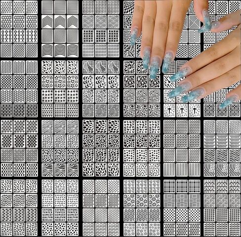 144Pcs Nail Vinyls Nail Art Stencil Sticker Set, 72 Designs of French Nail Airbrush Stencils, Acrylic Hollow Dual-use Nail Art Stickers DIY Manicure Decorative Supplies in Saudi Arabia