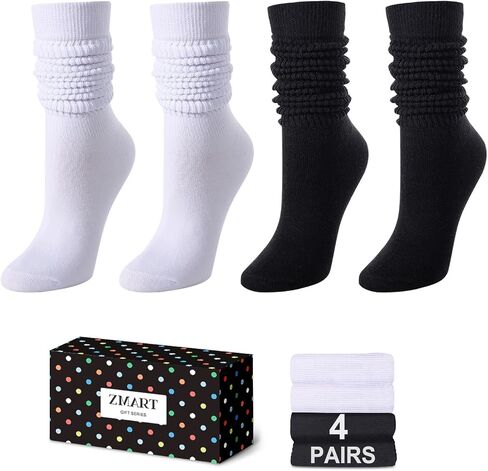 Zmart Colorful Slouch Socks For Women Girls, Scrunch Socks Women, Cotton Long High Tube Socks 4-5 Pack in Saudi Arabia