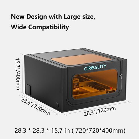 Laser Engraver Integrated Enclosure with LED Light, Fireproof and Dustproof Protective Cover 28.3 * 28.3 * 15.7, Exhaust Fan 4000RPM and Pipe, Against Smoke Odor and Noise Eye Protection in Kuwait